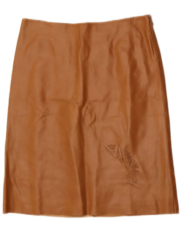 Gonna in pelle vintage da donna IT 44 media W32 in pelle marrone