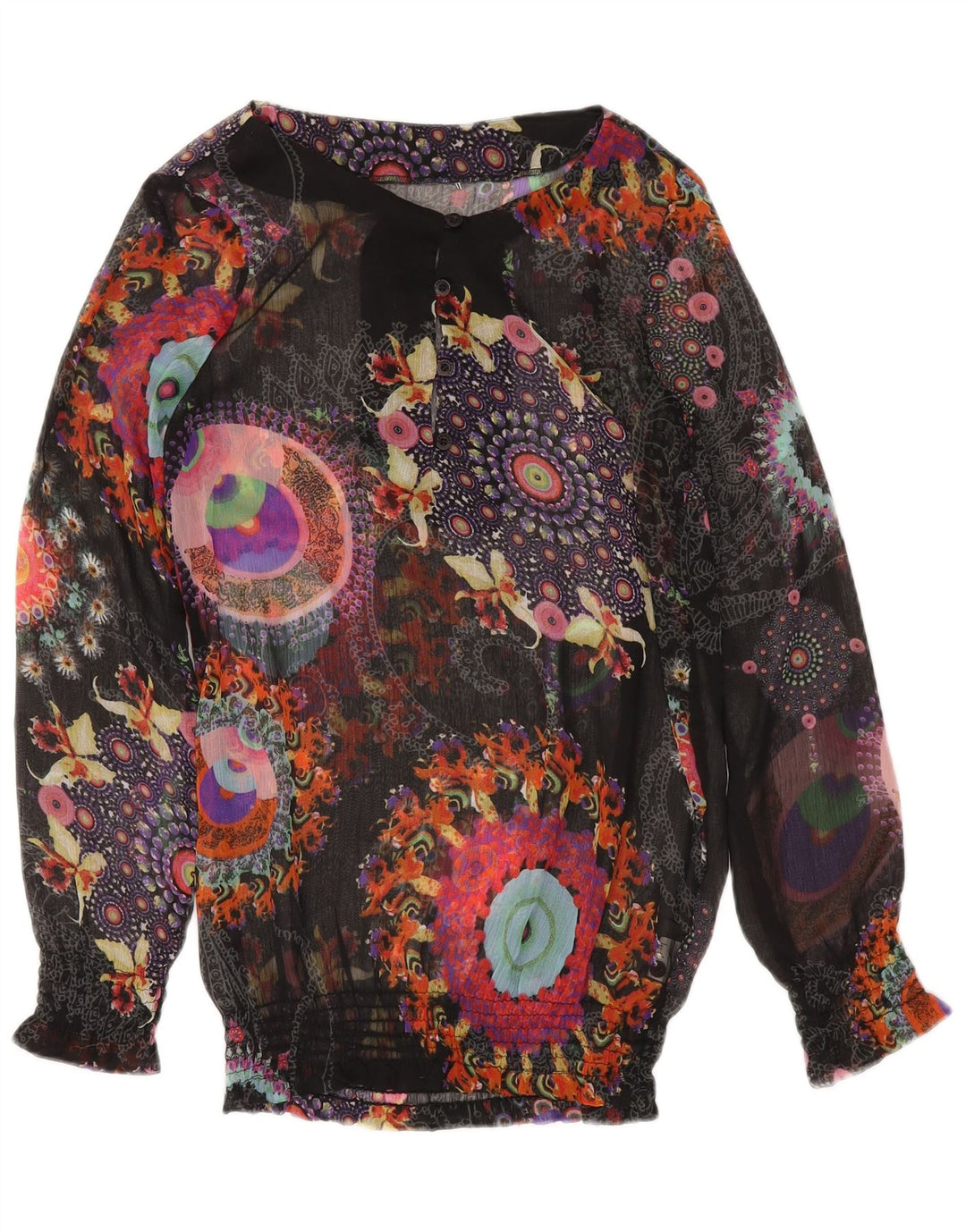 Desigual Womens See Through Blouse Top UK 12 Medium multicolore floreale