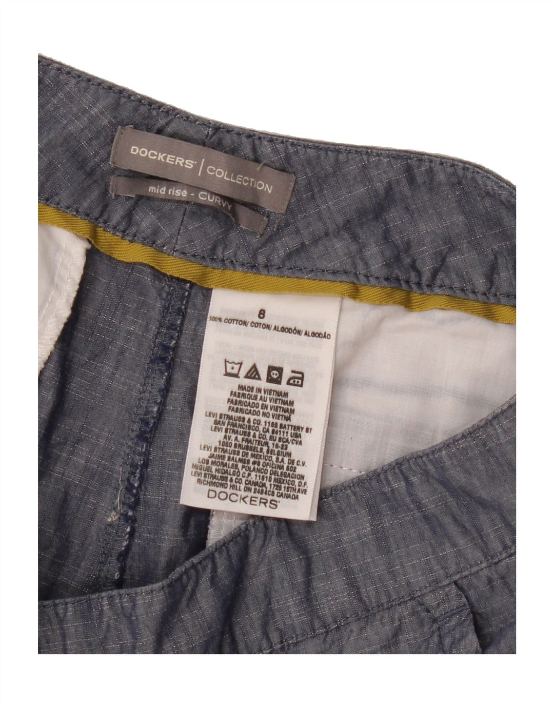 DOCKERS Womens Curvy Mid Rise Chino Shorts US 8 Medium W32  Blue Cotton Vintage Dockers and Second-Hand Dockers from Messina Hembry 