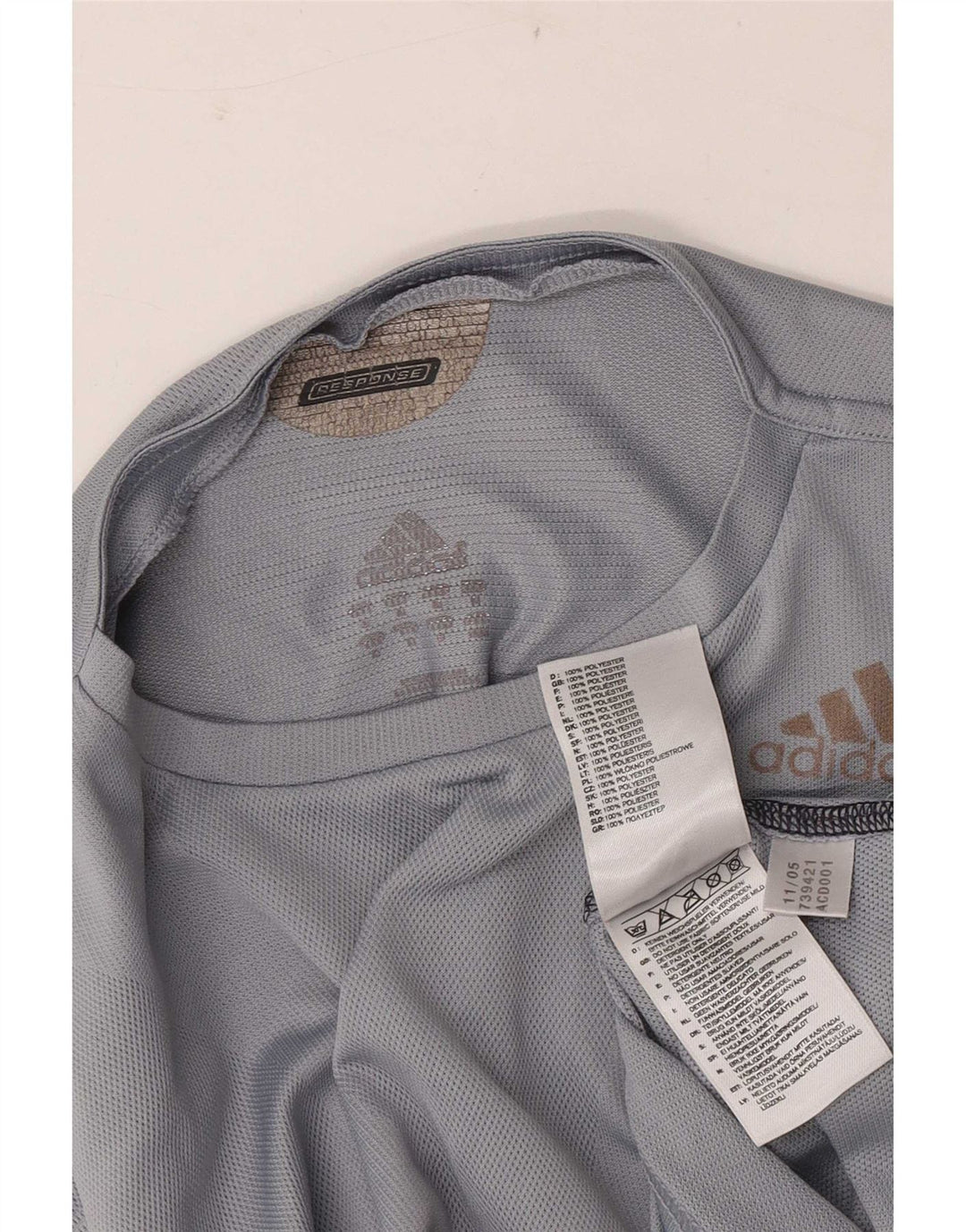 Top Adidas Climacool da uomo a maniche lunghe in poliestere grigio medio