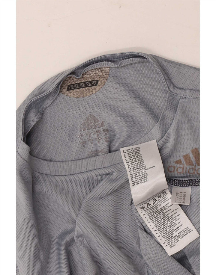 Top Adidas Climacool da uomo a maniche lunghe in poliestere grigio medio
