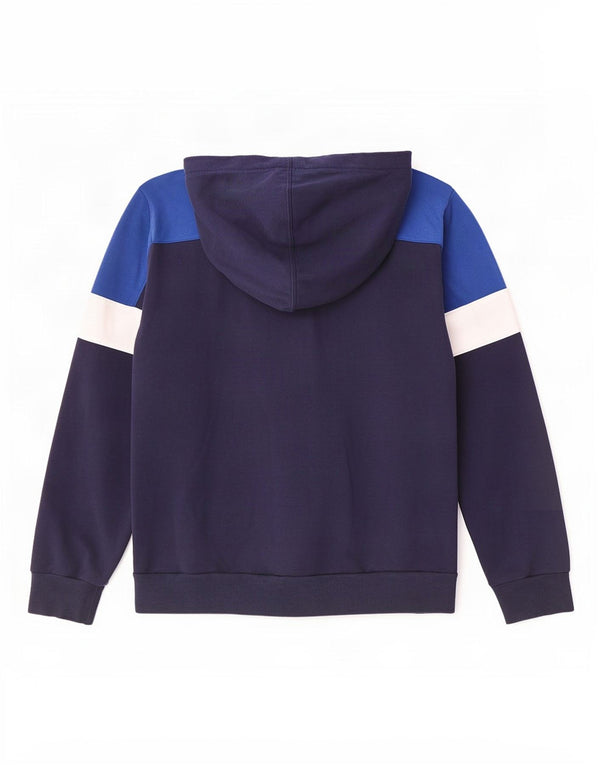Felpa con cappuccio e zip da uomo Puma Large in cotone color block blu navy