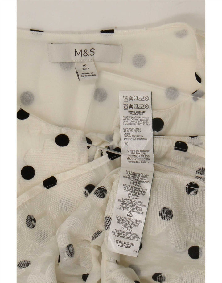 Camicetta camicia da donna Marks & Spencer UK 10 piccolo poliammide a pois bianchi