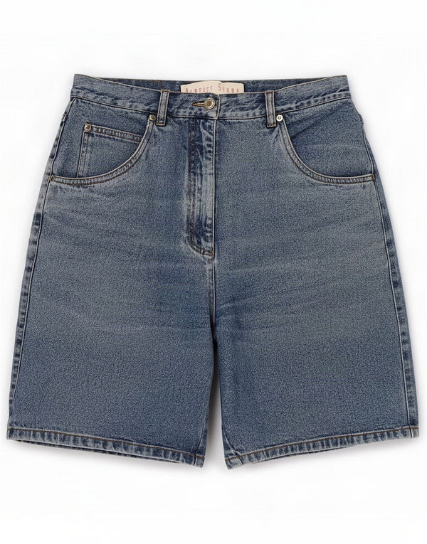 Pantaloncini di jeans vintage da donna EU 44 XL W34 Blu Cotone