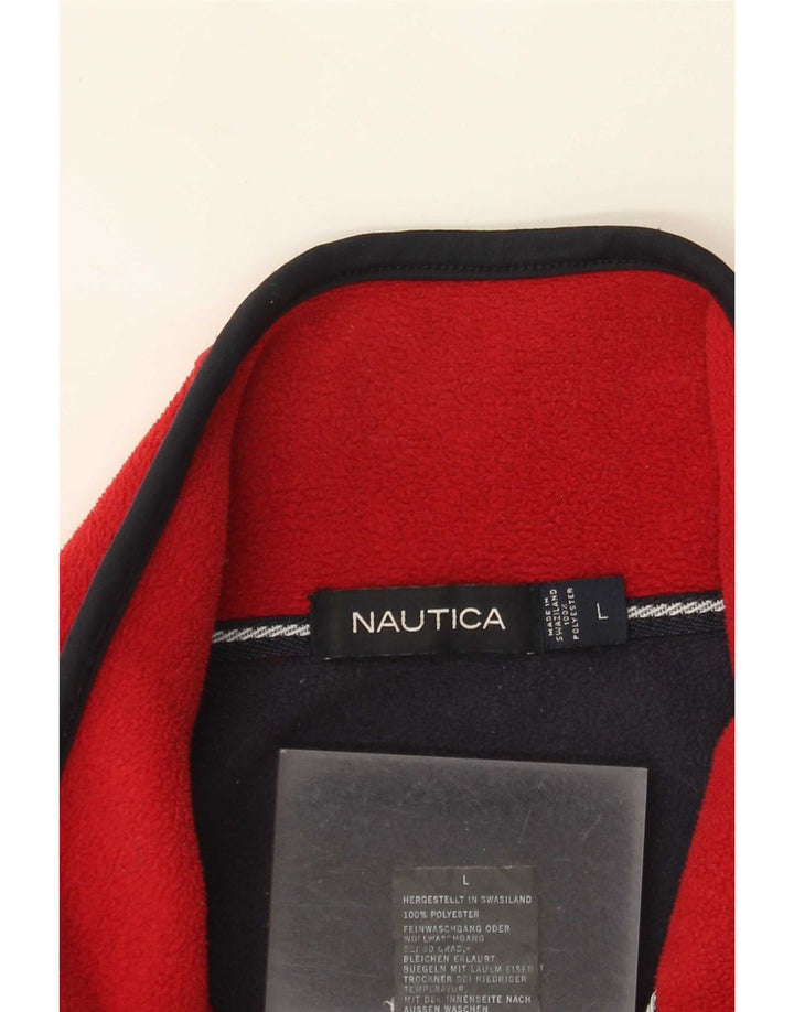 Maglione in pile da uomo Nautica con zip e collo, grande, in poliestere color block rosso
