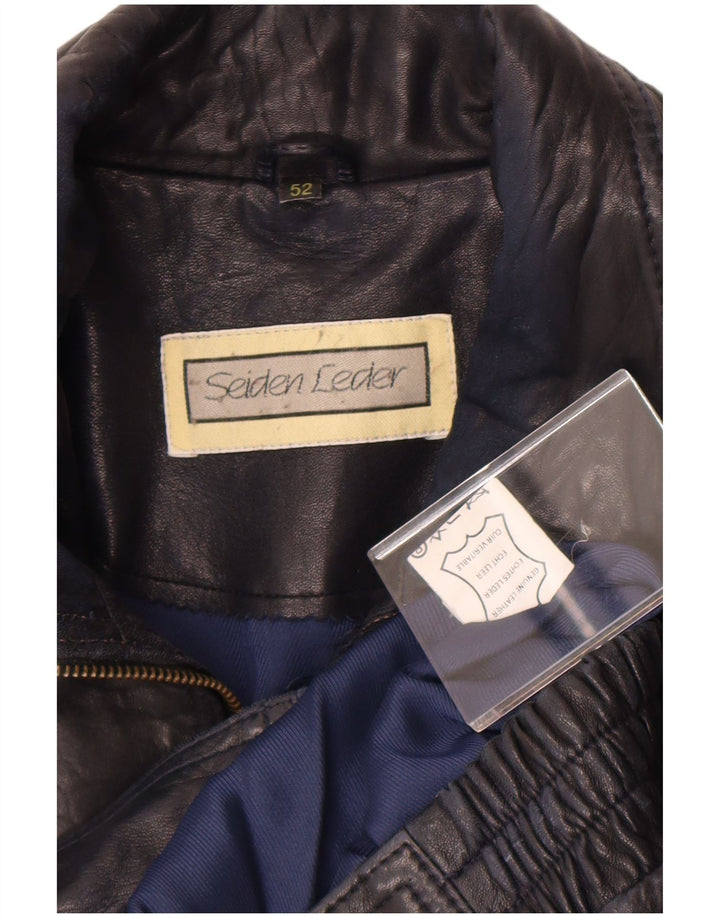 Giacca in pelle vintage da uomo EU 52 XL in pelle blu navy