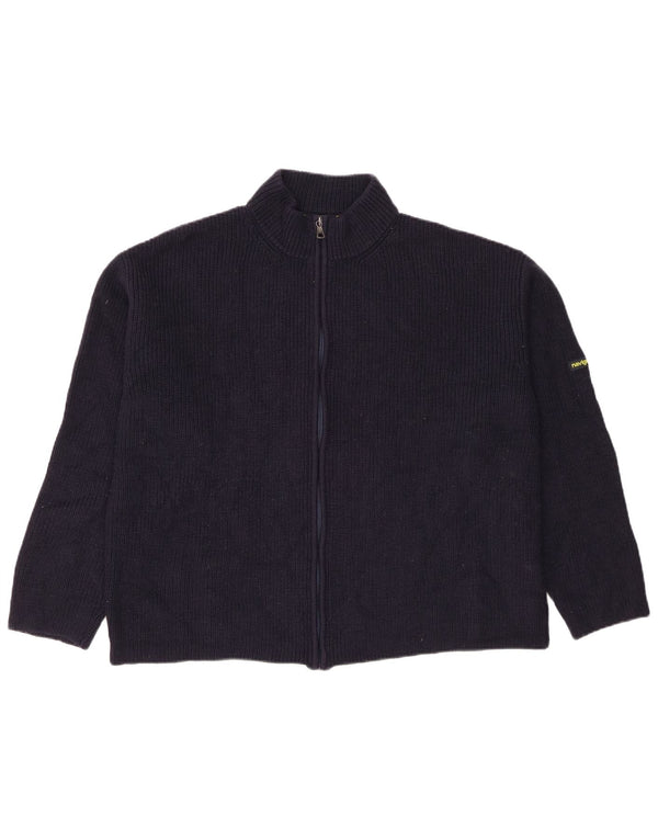 Maglione cardigan da uomo Navigare grande in lana vergine blu navy