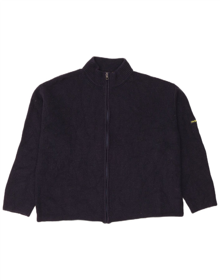 Maglione cardigan da uomo Navigare grande in lana vergine blu navy
