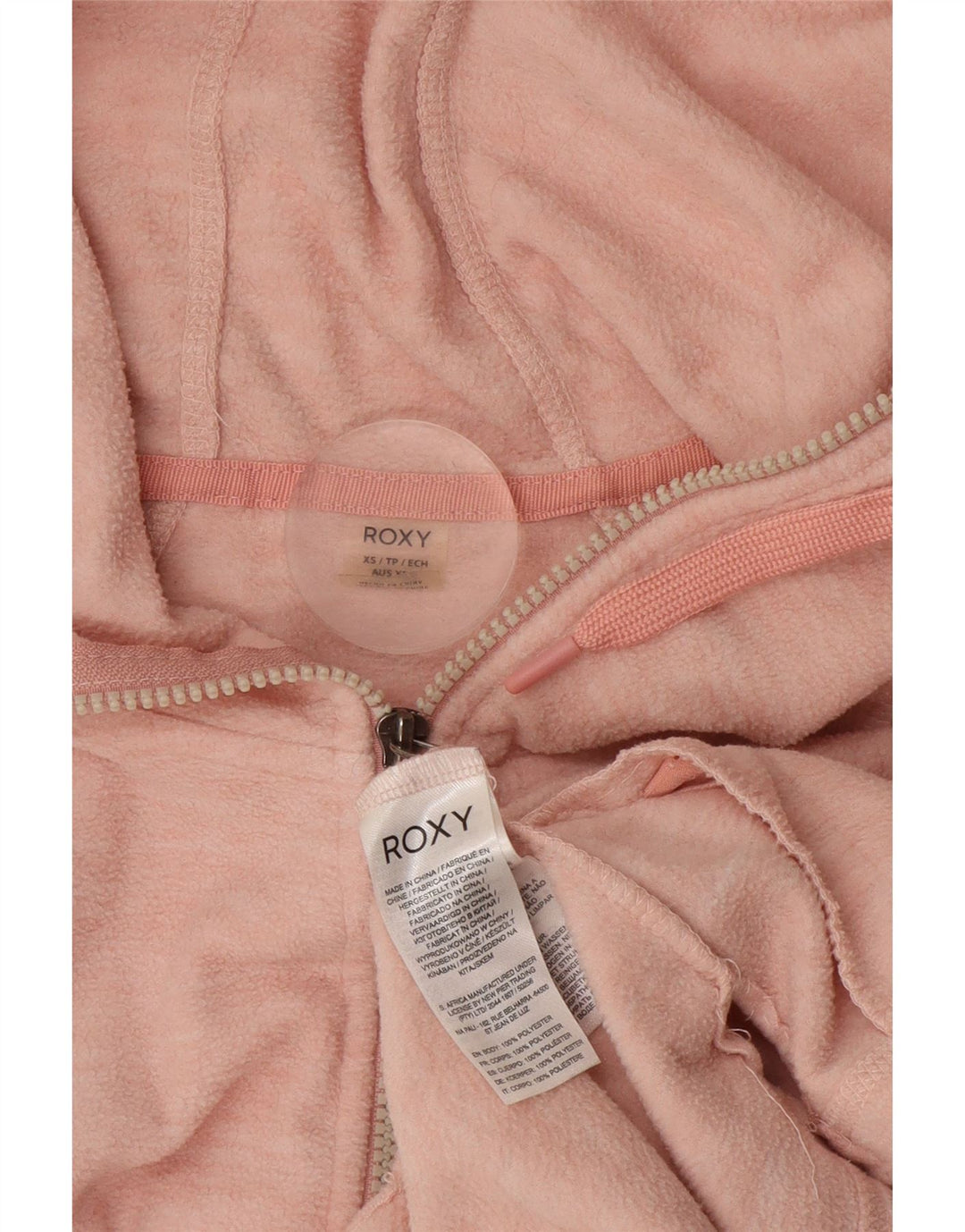 Giacca in pile con cappuccio da donna ROXY UK 6 XS Poliestere chiazzato rosa