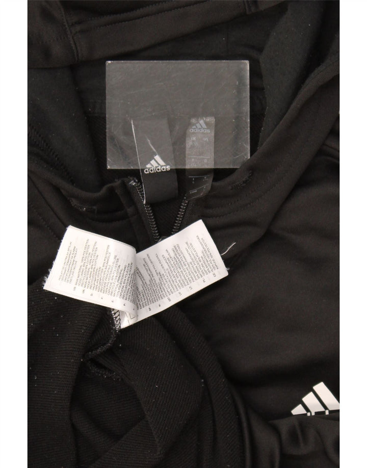 Maglione con cappuccio e zip da uomo Adidas UK 38/40 poliestere nero medio