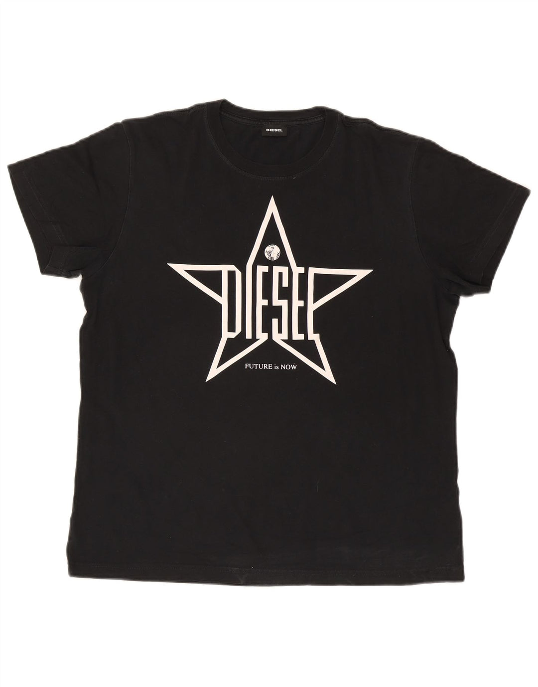 T-shirt grafica da uomo Diesel Top grande in cotone nero