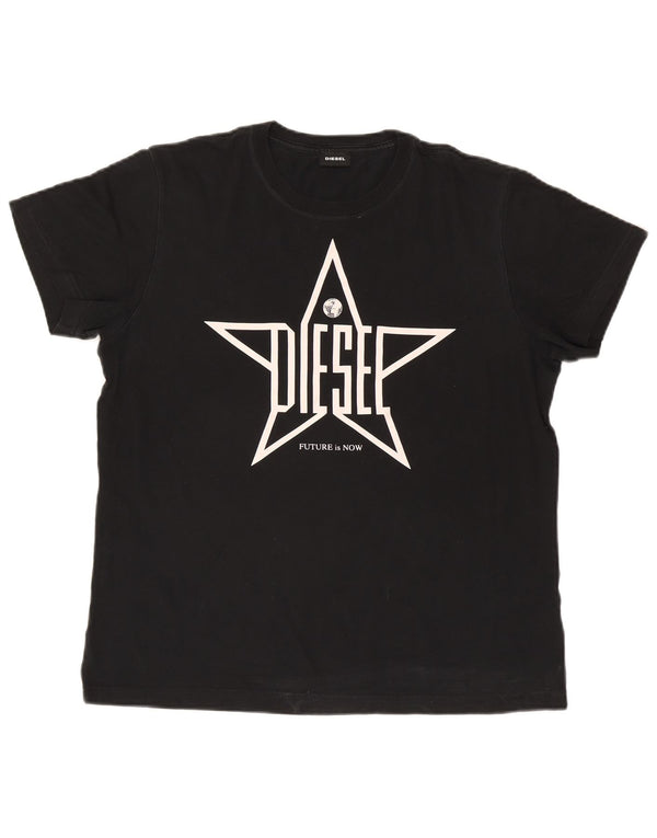 T-shirt grafica da uomo Diesel Top grande in cotone nero