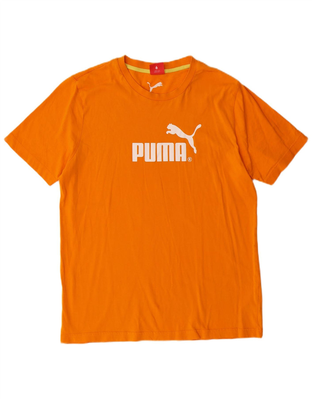 PUMA Mens Graphic T-Shirt Top Medium Yellow Cotton