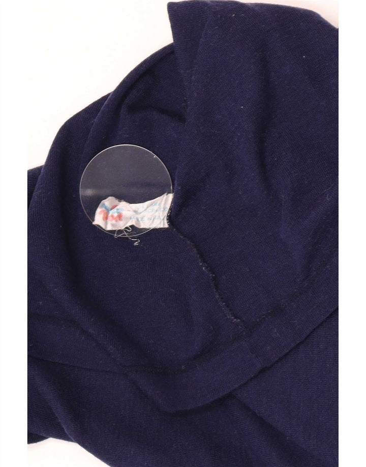 Top vintage da uomo con zip e collo a maniche lunghe in lana blu navy
