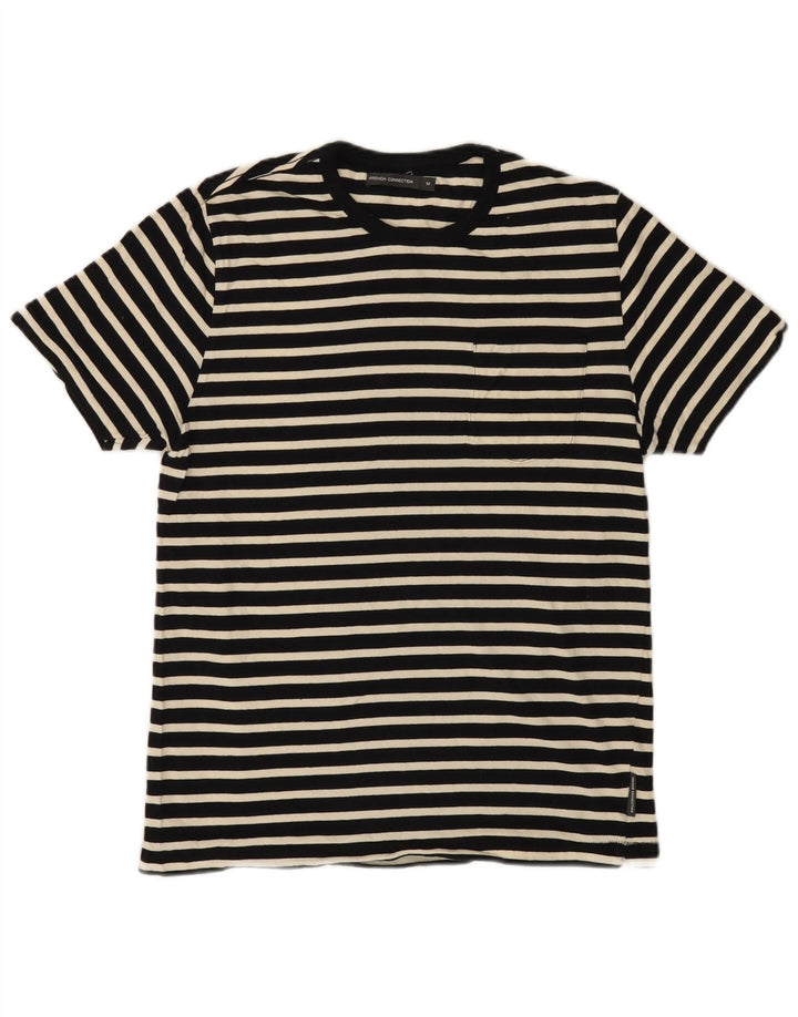 T-shirt da uomo French Connection Top in cotone a righe nere medie