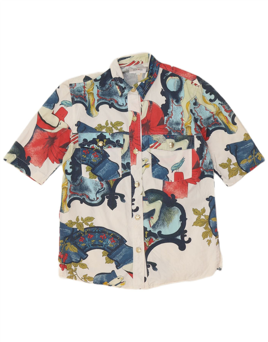 Otto Kern Donna UK 12 Cotone floreale bianco medio
