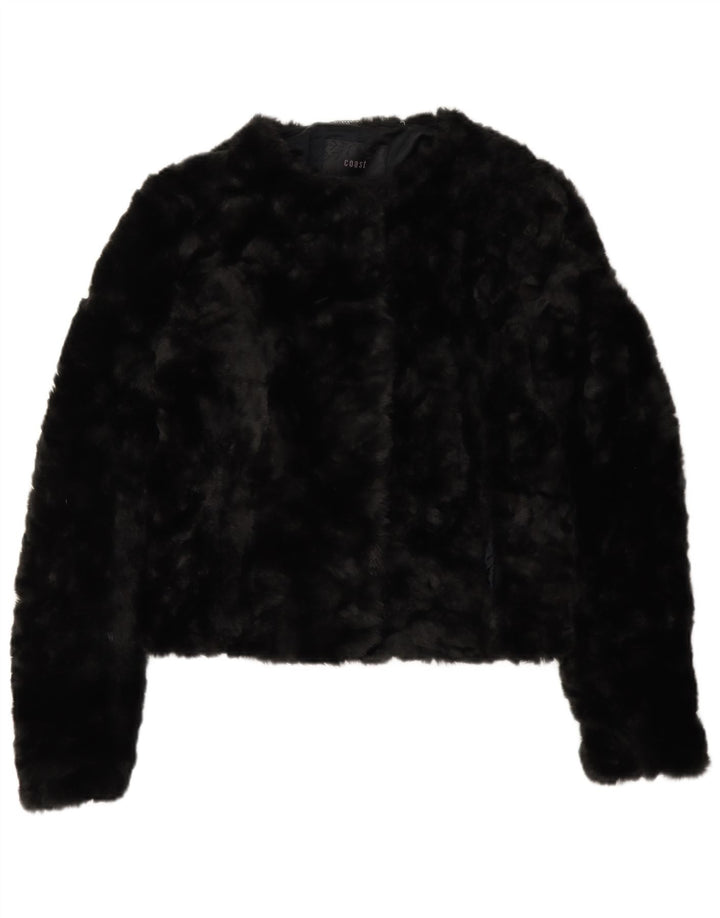 Giubbotto bomber in pelliccia sintetica corta da donna Coast UK 8 piccolo nero