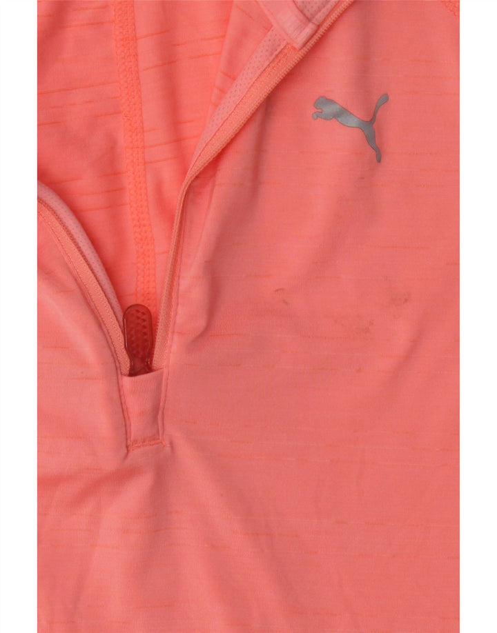 PUMA Top da donna con zip e collo a maniche lunghe UK 8 Small Rosa Poliestere