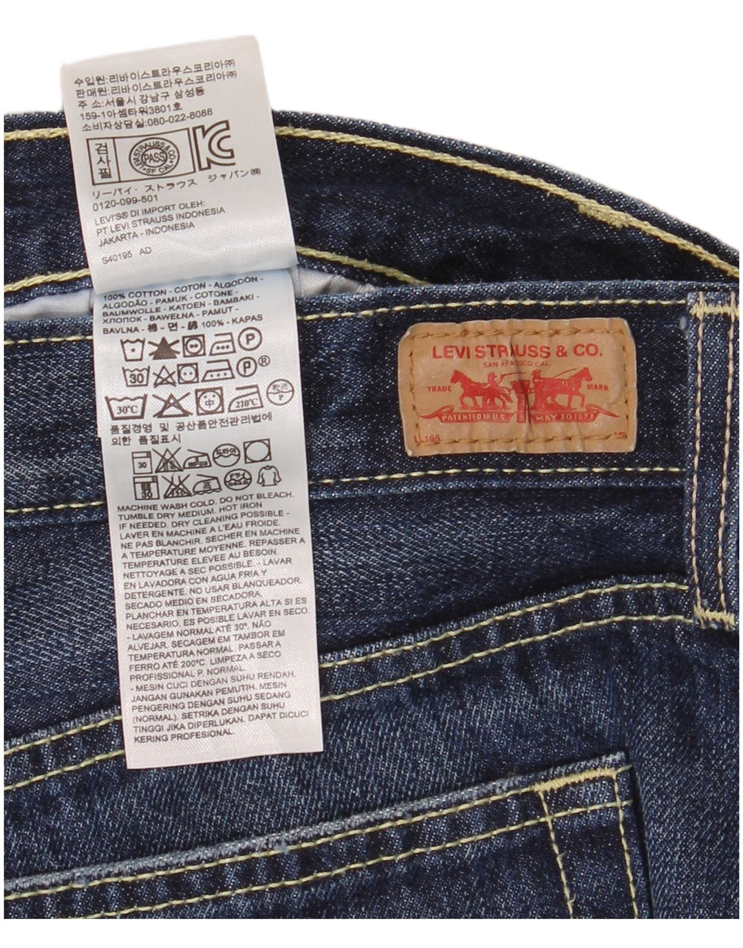 Pantaloncini di jeans da donna Levi's US 10 Large W34 cotone blu navy
