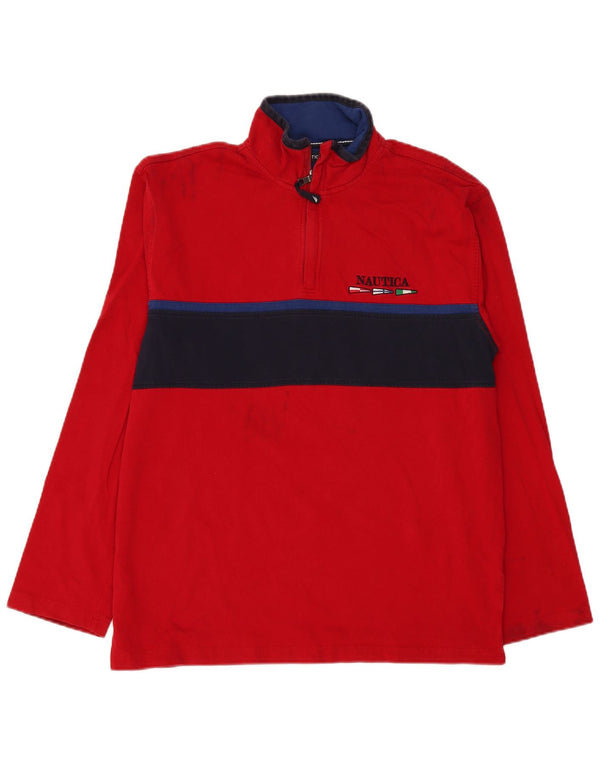 Nautica Top da uomo con zip e collo a maniche lunghe, grande, colore rosso