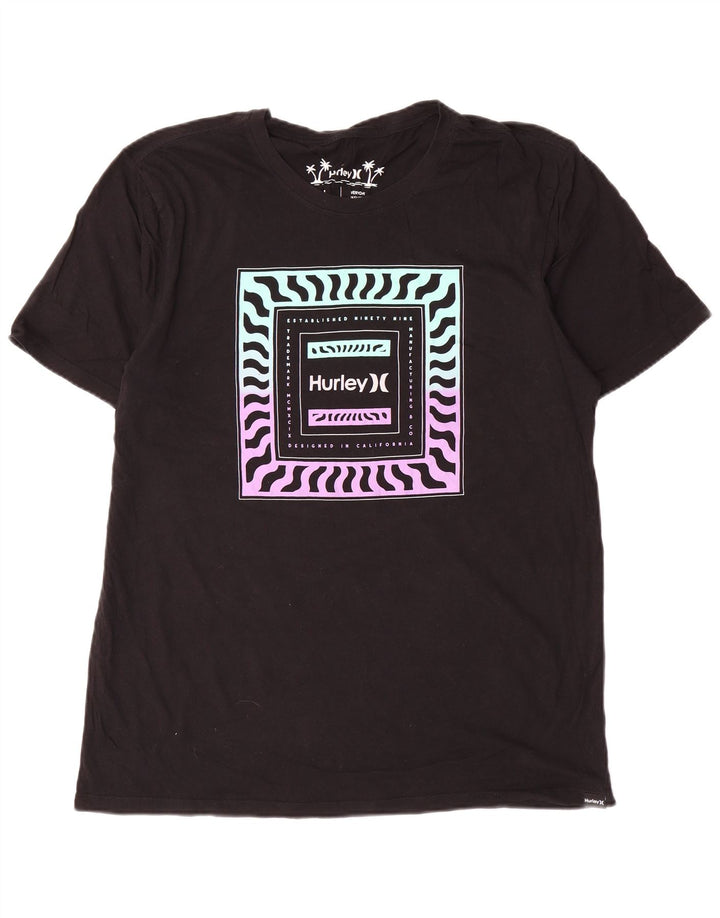 T-shirt grafica Hurley da uomo grande nera