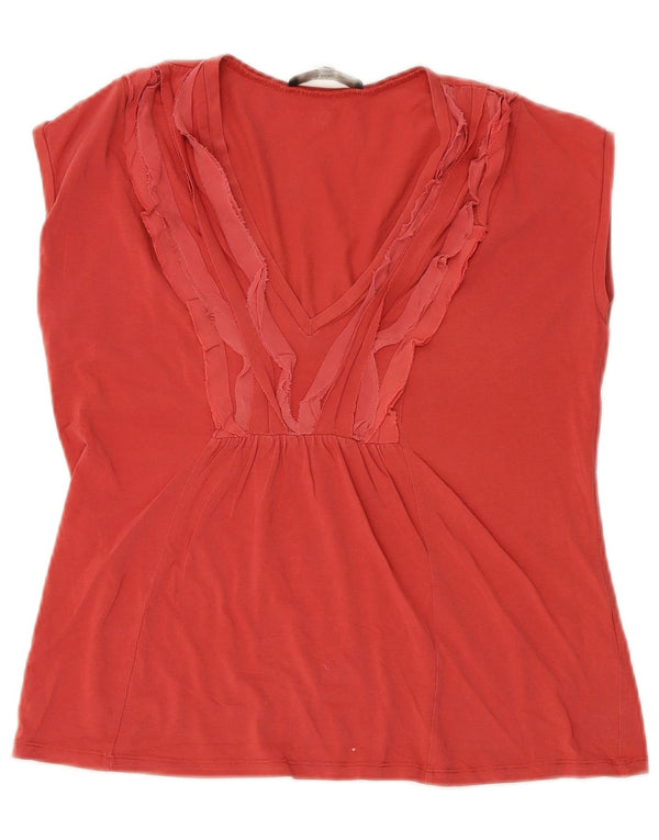 Top corto senza maniche da weekend da donna Max Mara UK 14 grande rosso cotone