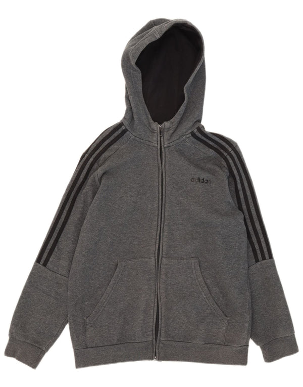 Felpa con cappuccio e zip Adidas da bambino 13-14 anni in cotone grigio