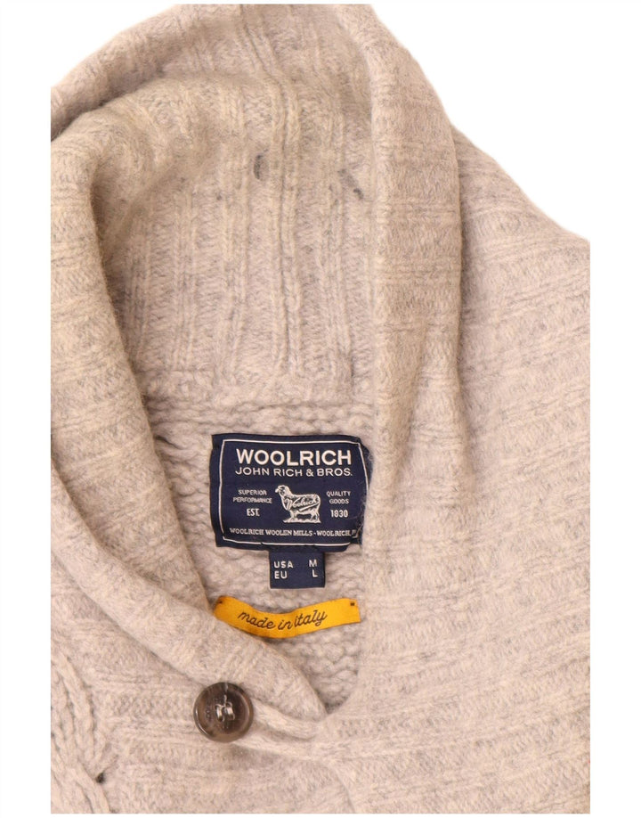 Maglione cardigan da uomo Woolrich in lana grigio medio