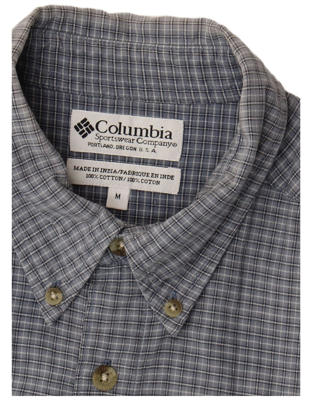 Camicia a maniche corte da uomo Columbia in cotone a quadri blu medio