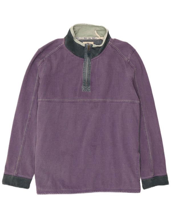 Felpa da uomo con collo con zip Fat Face, maglione 4XL, cotone color block viola