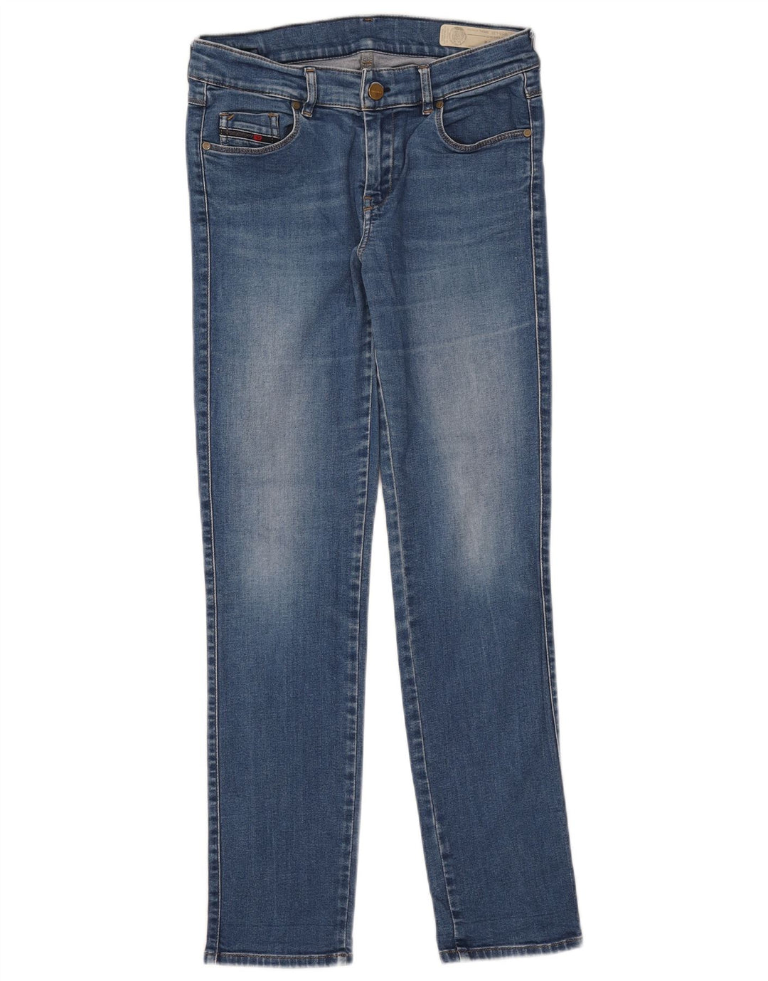 Jeans dritti slim regolari Sandy da donna Diesel W28 L29 cotone blu