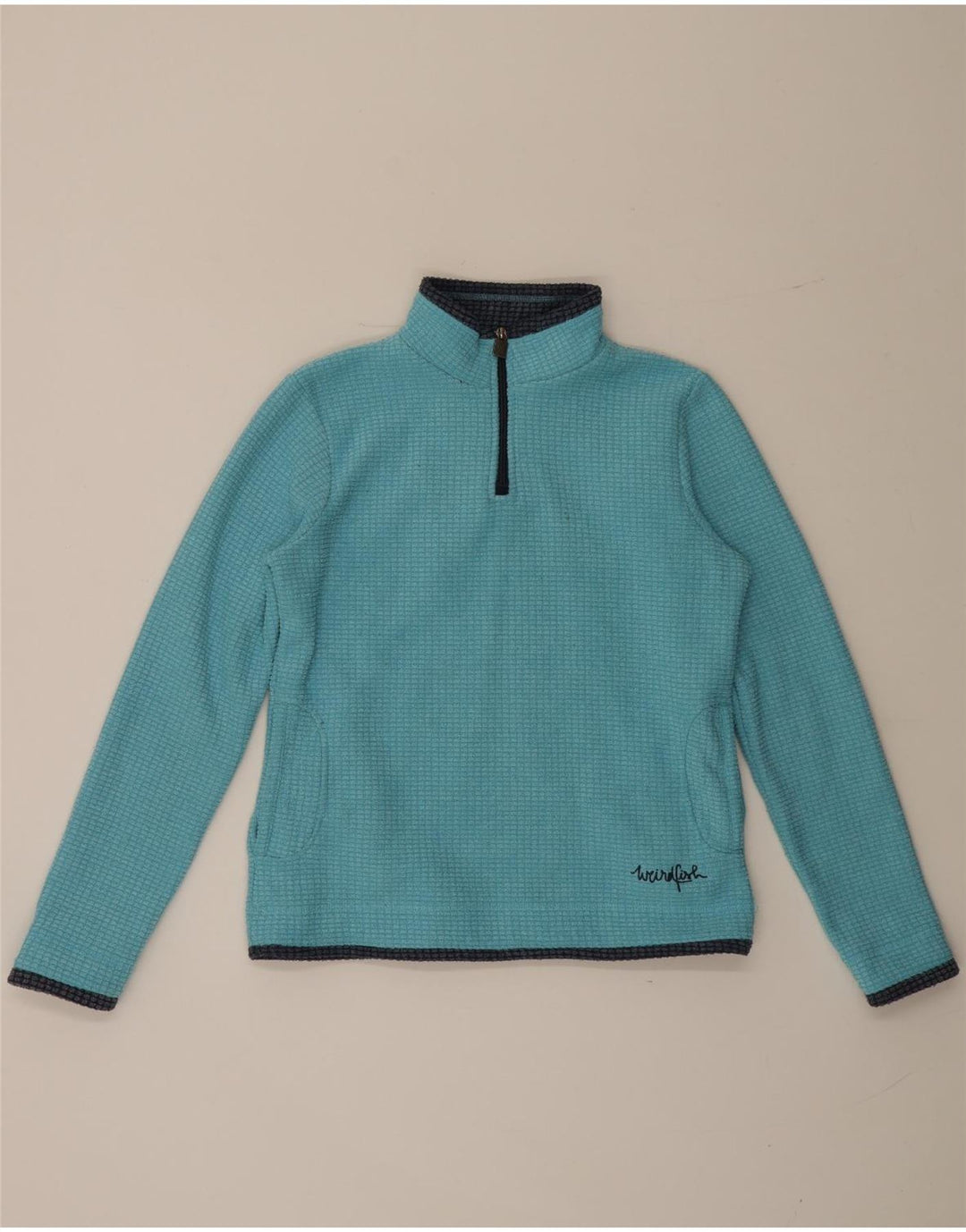 Maglione in pile da donna con collo e zip Weird Fish UK 12 Poliestere blu medio