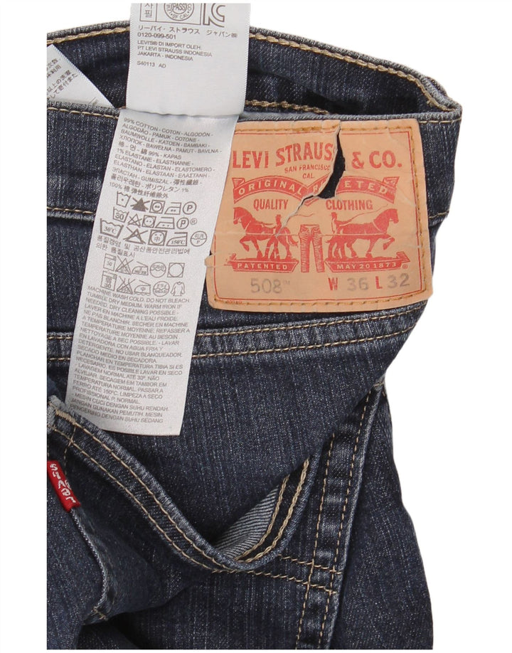 Levi's Uomo 508 Slim Jeans W36 L32 Blu Navy Cotone