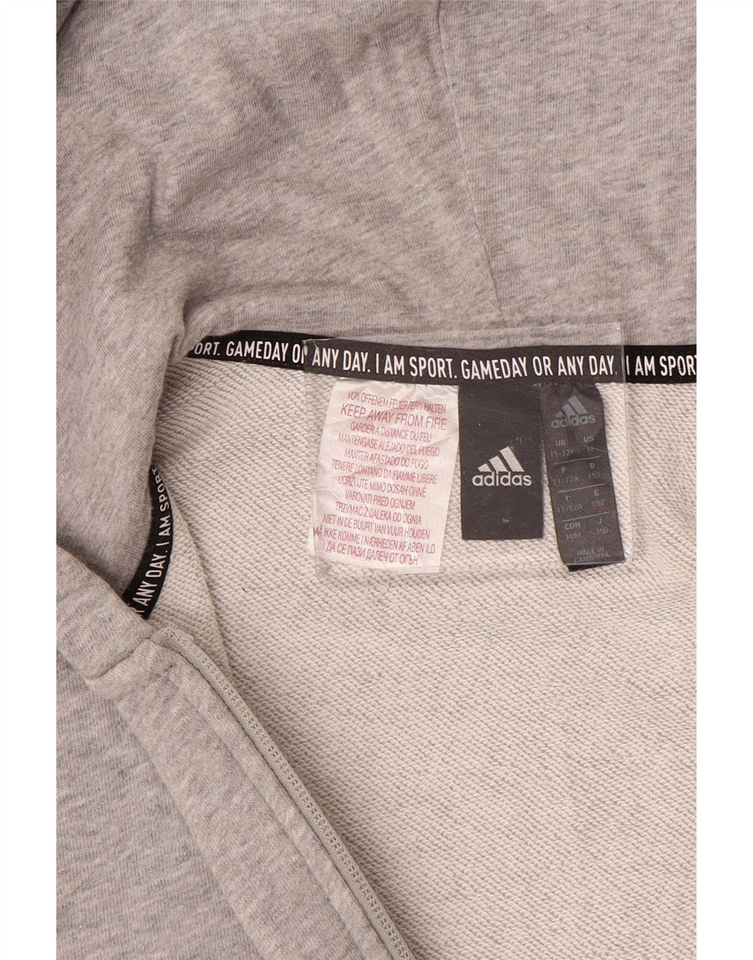 Maglione con cappuccio e zip ADIDAS per ragazzi 11-12 anni Grigio