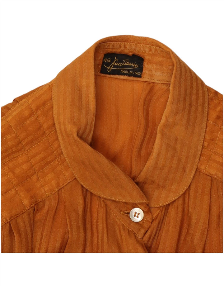 Camicetta camicia vintage da donna IT 46 grande a righe arancioni