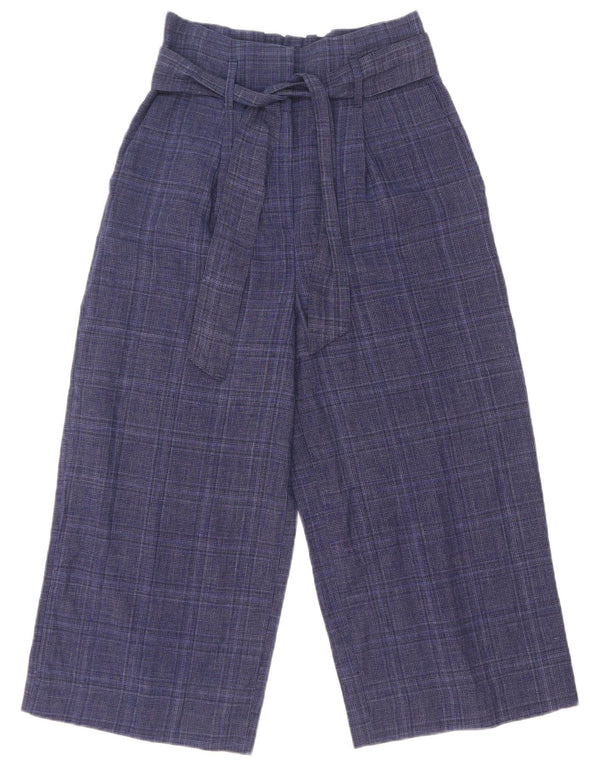 Pantaloni capri da donna Marks & Spencer a gamba larga UK 8 piccoli W28 L21 blu navy