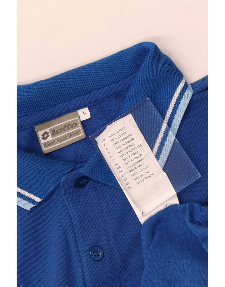 Polo da uomo Lotto Large in cotone a righe blu