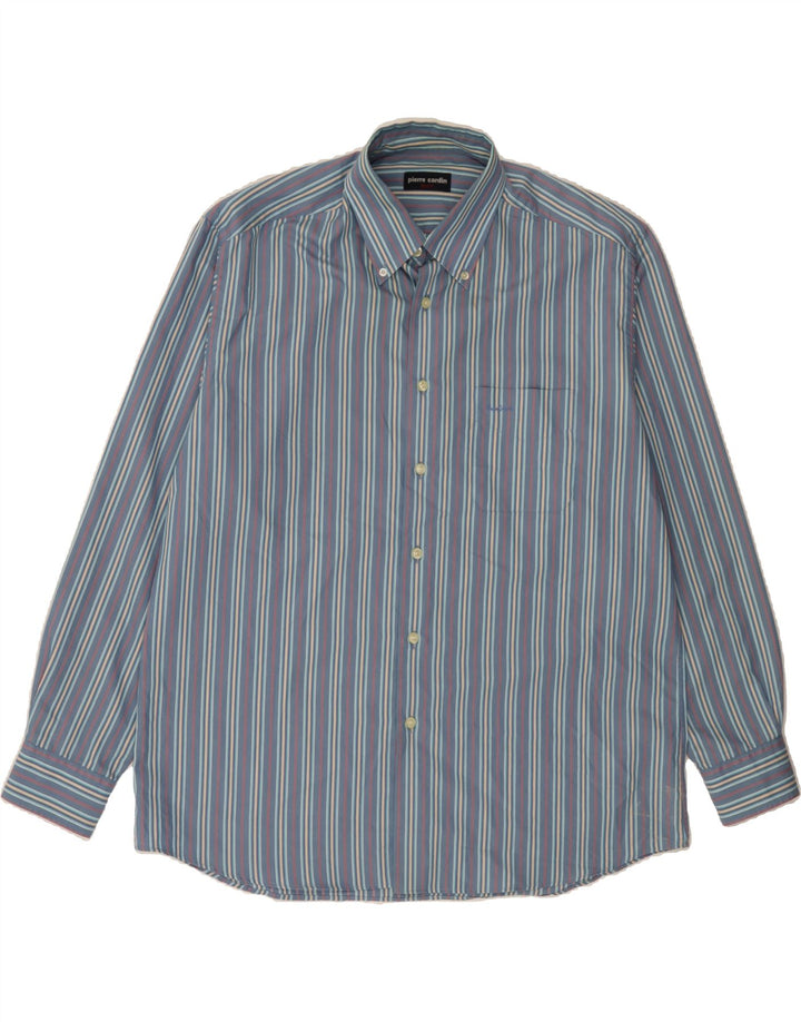 PIERRE CARDIN Mens Shirt Size 42 Large Blue Striped Vintage Pierre Cardin and Second-Hand Pierre Cardin from Messina Hembry 