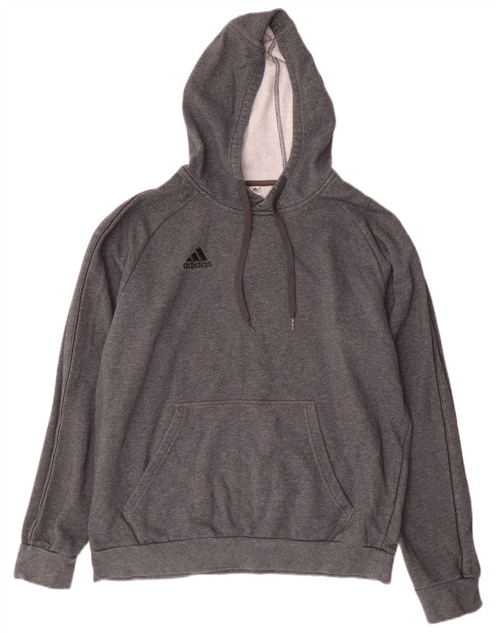 Felpa con cappuccio da uomo Adidas Large in cotone grigio