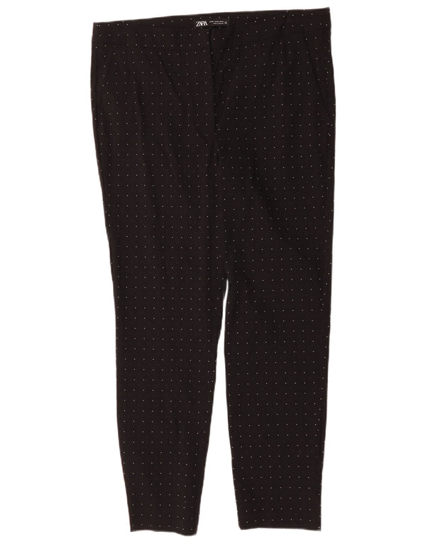 Pantaloni chino slim da donna Zara XL W32 L27 viscosa maculata nera