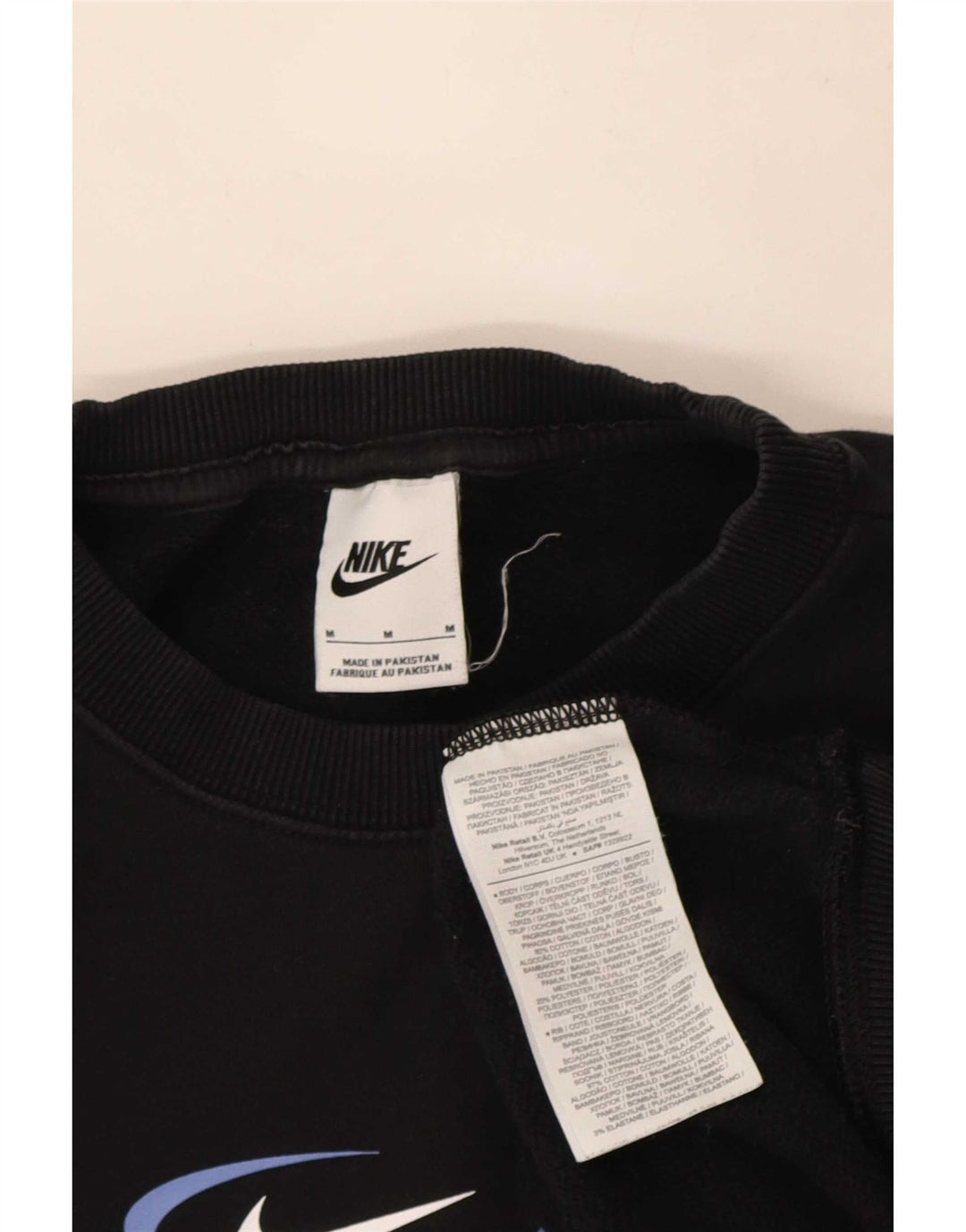 Felpa Nike da uomo con grafica ampia e vestibilità ampia, cotone medio nero
