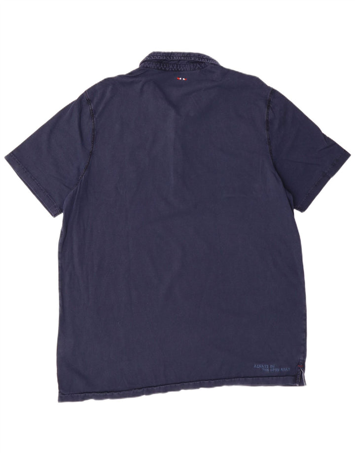 Polo grafica da uomo NAPAPIJRI 3XL cotone blu navy