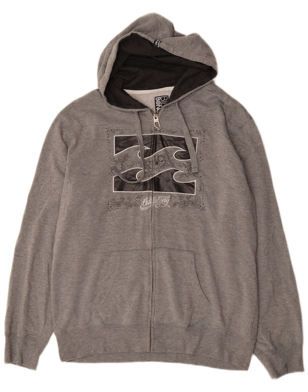 Maglione con cappuccio e zip grafica da uomo Billabong XL in cotone grigio