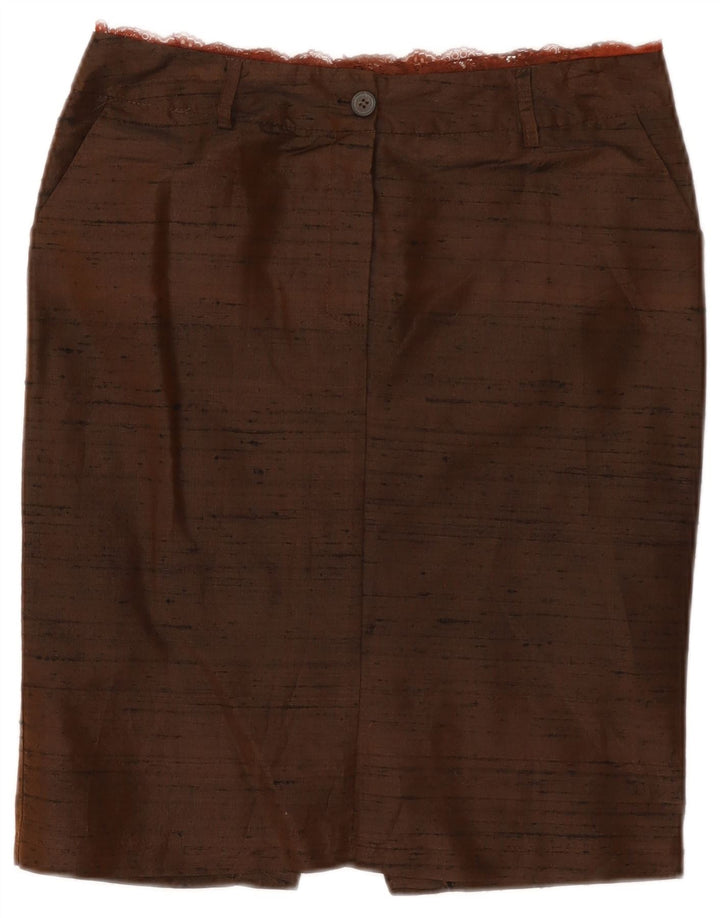Gonna a tubino vintage da donna W29 marrone medio chiazzato