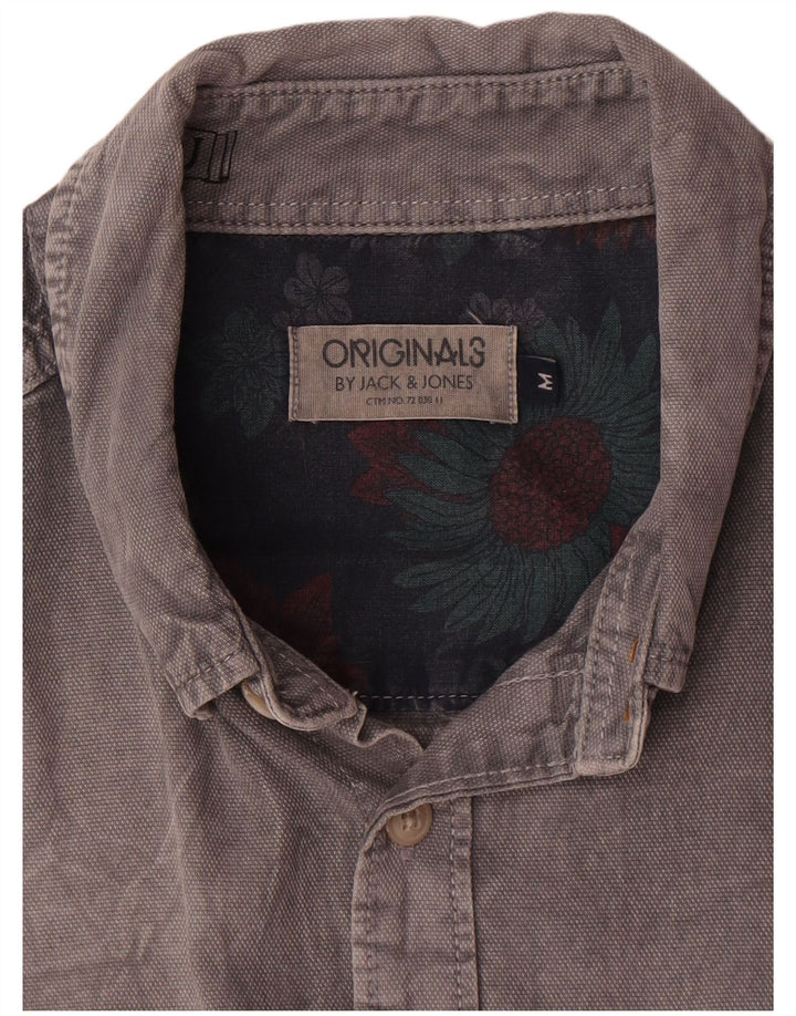 Camicia da uomo Jack & Jones in cotone grigio medio