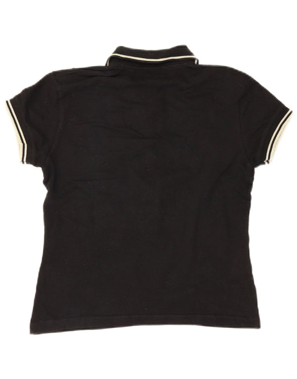 Lee Womens Crop Polo Shirt UK 14 Large Black Cotton