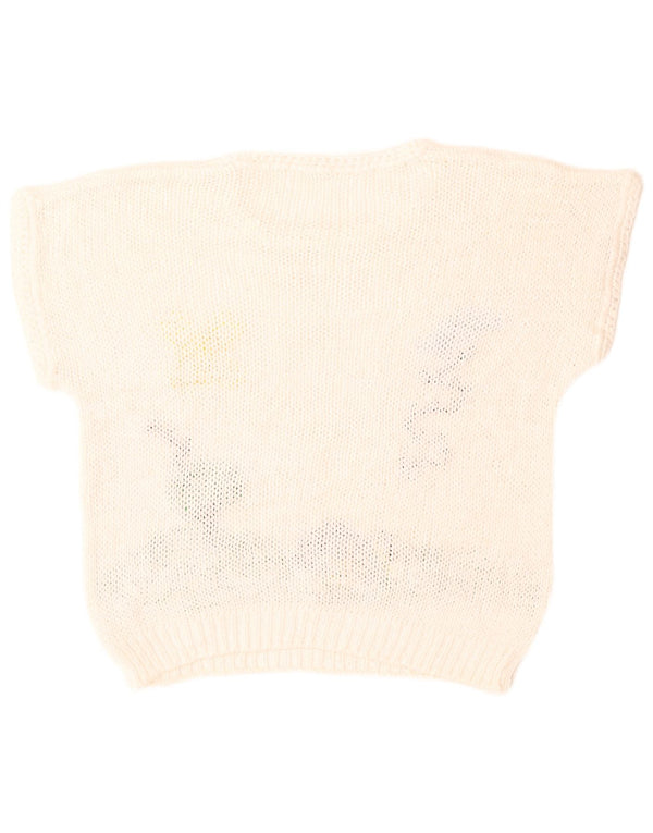 Maglione maglione girocollo con grafica vintage da donna UK 14 grande bianco