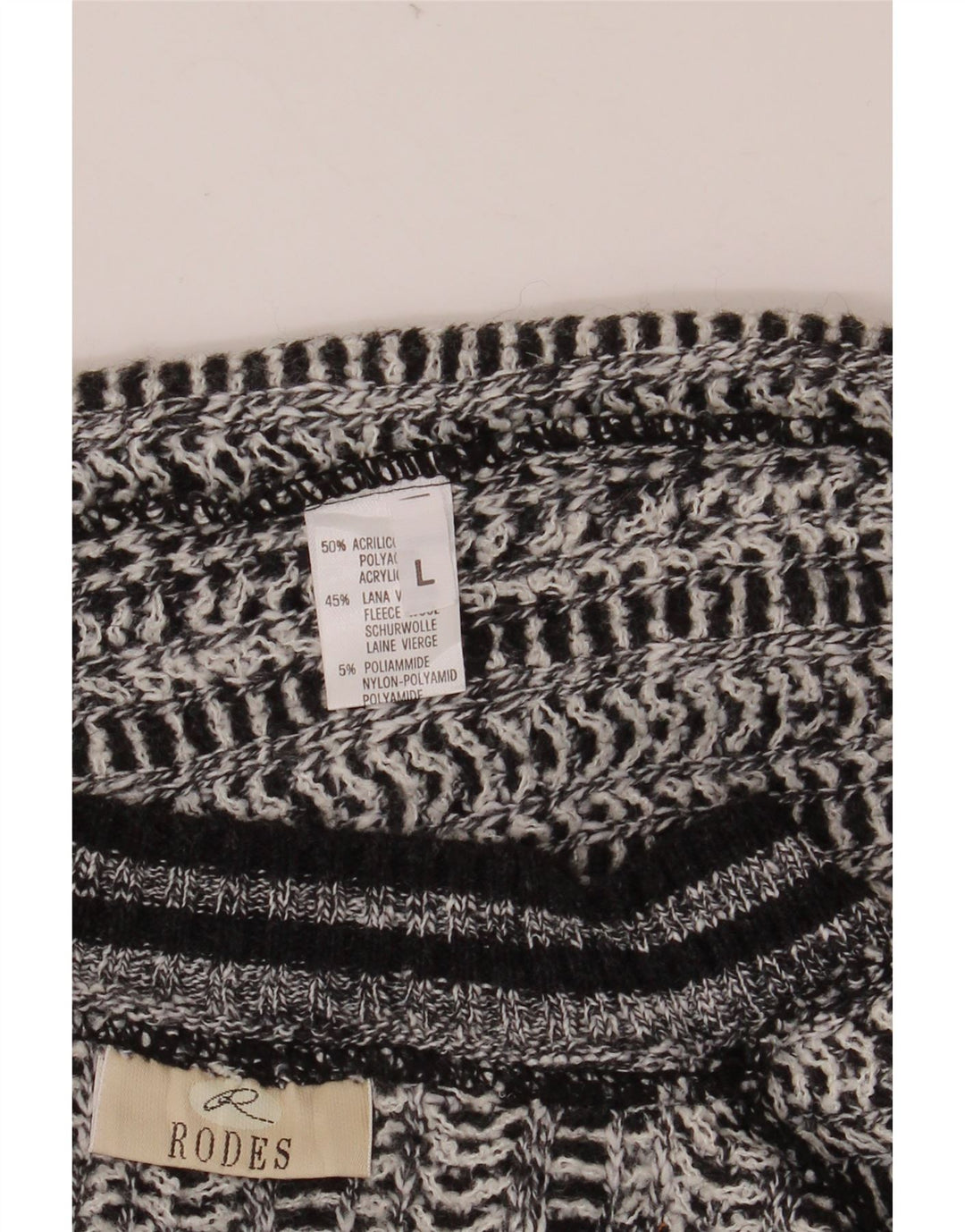RODES Maglione da uomo con scollo a V, grande acrilico a righe grigie