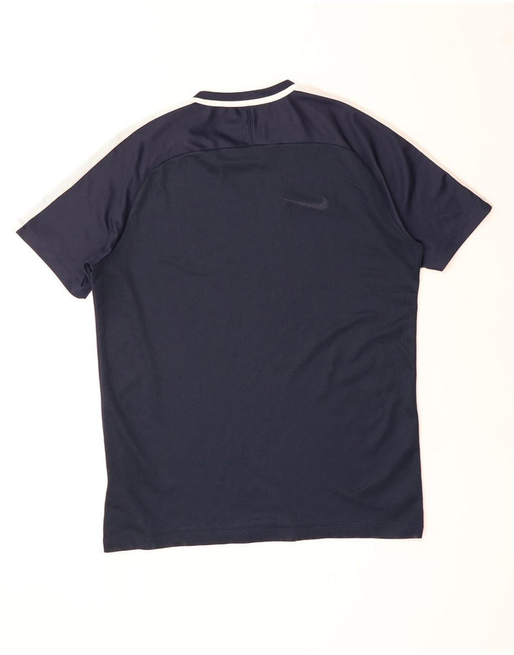 NIKE T-shirt da uomo Dri Fit Top Large Blu Navy Colourblock in poliestere