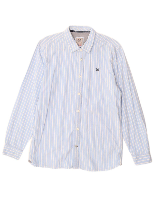 CREW CLOTHING Mens Shirt Large Blue Striped Cotton